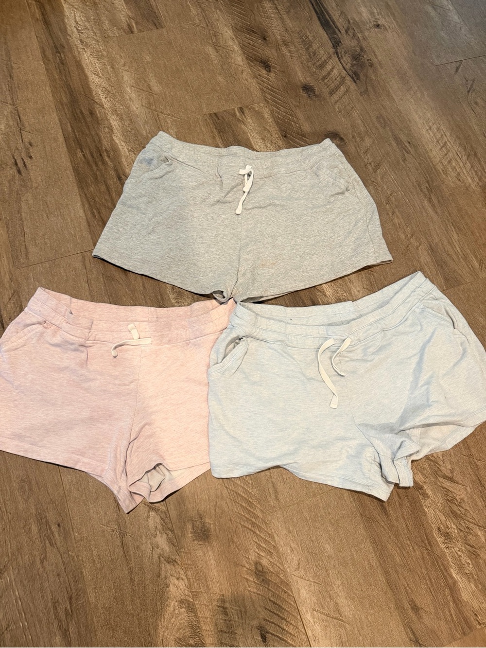 Set of 3 Women’s Soft Lounge Shorts - Gray, Light Blue, Blush Pink